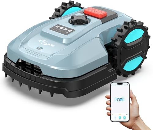 YARDCARE E400 Robot Tondeuse Contrôle Via App,Jusqu'à 400 m²,Hauteur de Coupe 20-60mm,Capteur de Pluie,Tondeuse Robot Gazon Largeur de Coupe 18cm,Moins de 60 DB