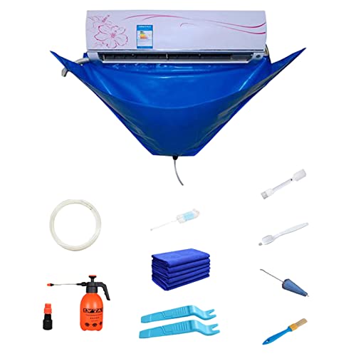 Couverture Nettoyage Climatiseur 12 Pièces, Kit Nettoyage Climatisation Split,Couvercle Climatisation AC Cleaner Professionnels avec Tuyau d'eau pour Climatiseurs Inférieurs À 1.5P