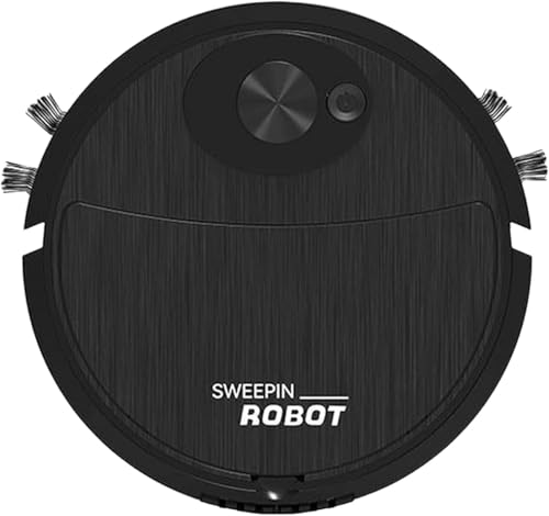 Générique Aspirateur Robot Laveur,Aspirateur Robot 3 en 1,Navigation Intelligente,Ultra-Mince Silencieux,Adapté aux Poils d'animaux,Idéal pour Tapis Sols Durs-Noir (Noir)