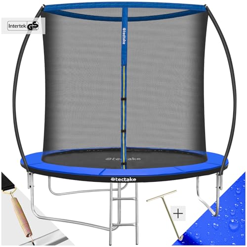 tectake® Trampoline Rond Ø244cm avec Échelle Trampoline Filet de Protection & Tour rembourré,Enfant Adultes Certifié Intertek Sécurité Maximale Jardin Cadeau