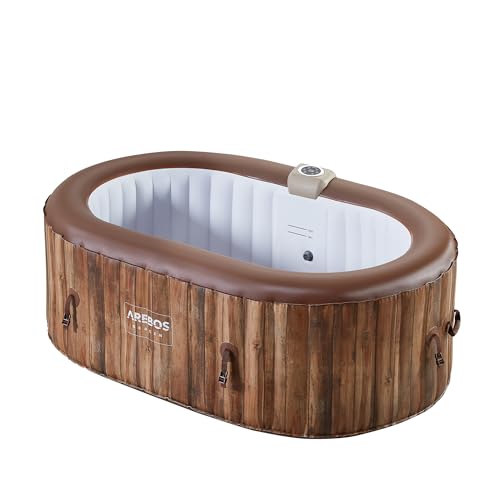 Arebos Spa Gonflable | Gonflable | Intérieur & Extérieur | 190x120 cm Ovale | 2 Personnes | 90 Jets de Massage | avec Chauffage | 550 litres | Couverture Incluse | Bubble Spa & Wellness Massage