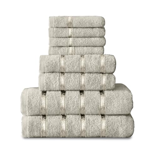 GC Luxueux 100% coton 8PC Serviette Bale Lot égyptien Face à la main de bain de salle de bain Crème NEUF