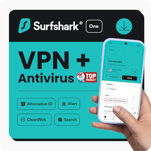 Surfshark One | Cybersecurity, VPN, Antivirus, Alert, Alternative ID, CleanWeb, Search | Windows/Mac/Linux/Androis/iOS | One | 12 Mois | Code d'activation - envoi par email