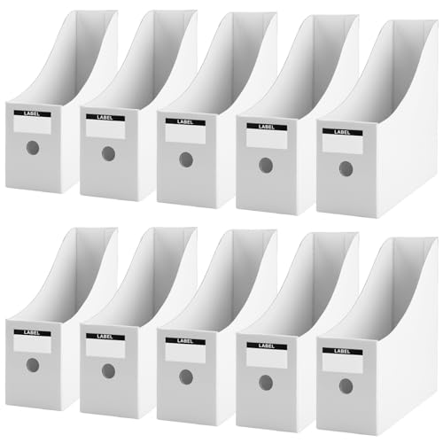 Zosenyer 10 Pièces de Porte Revues en Papier Kraft, Solide Porte Documents en Carton avec Étiquettes et avec 10 Compartiments, Porte Revue Bureau Rangement de Documents Facile des Livres, Magazines
