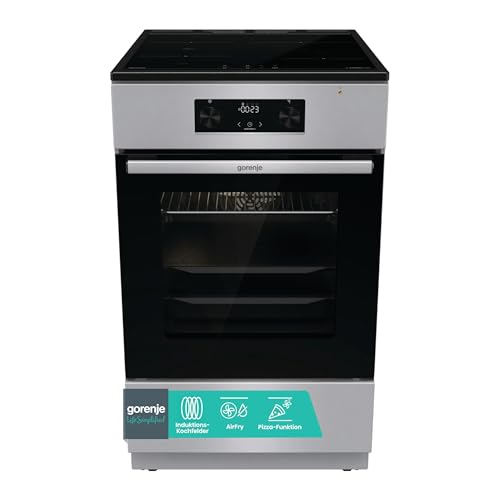 Gorenje GEIT5C61SPG Cuisinière sur pied avec plaque à induction, 50 cm, 70 l, Perfect Grill, AirFry, FrozenBake, Pizza Mode 300°C, AquaClean, Made in Europe, inox