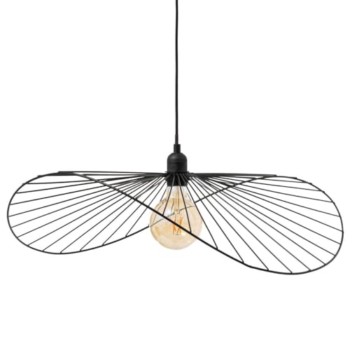 Atmosphera Créateur d'Intérieur - Suspension Adelia Métal Noir - Luminaire Glamour 40 W - Câble Réglable 80 cm - Salon, Cuisine, Bureau, Chambre