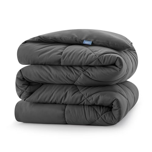 CozyLux Couette Tempérée 220x240 cm pour Lit 2 Personnes, Édredon 300GSM pour 4 Saisons, Couverture en Microfibre 240x220 pour Hiver et Automne, Chaud, Lavable en Machine, 220 x 240, Gris