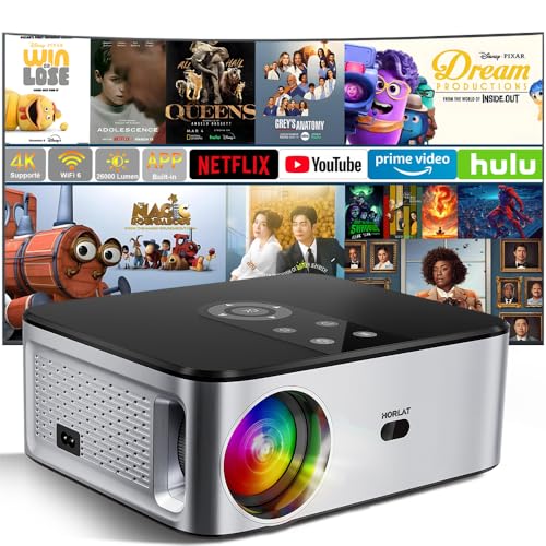 2025 Upgraded Vidéoprojecteur【Netflix & Auto Keystone】 Rétroprojecteur 4K Supportée, 26000Lm Video Projecteur Wifi6, FHD 1080P 300'' Display Home Cinéma