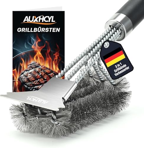 AUXHCYL Brosse Barbecue en Acier Inoxydable, 3-in-1 Brosse BBQ avec Grattoir, PP Thermique Manche D'isolation Brosses à Barbecue, 45.5cm Brosse à Gril pour Barbecue à Gaz, Barbecue au Charbon de Bois