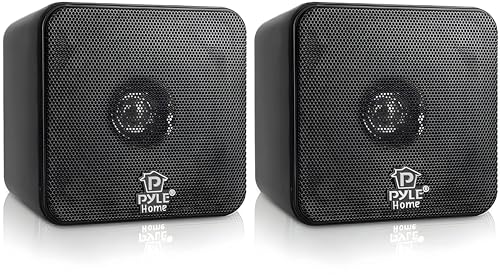 Pyle Home Enceintes de Bibliothèque Mini Cubes 10,2 cm – 100 W Haut-parleurs de Bibliothèque Compacts avec Haut-Parleur à Cône en Papier de 10,2 cm, 8 Ohms- Chaine Hifi