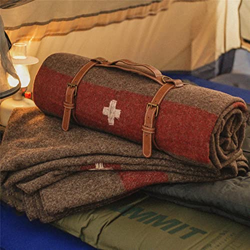 JQZ Couverture 100 % laine de 2 kg, chaude, épaisse et lavable, réplique militaire suisse, 150 x 203 cm, idéale pour le camping en plein air, les événements sportifs, les kits de survie et d'urgence