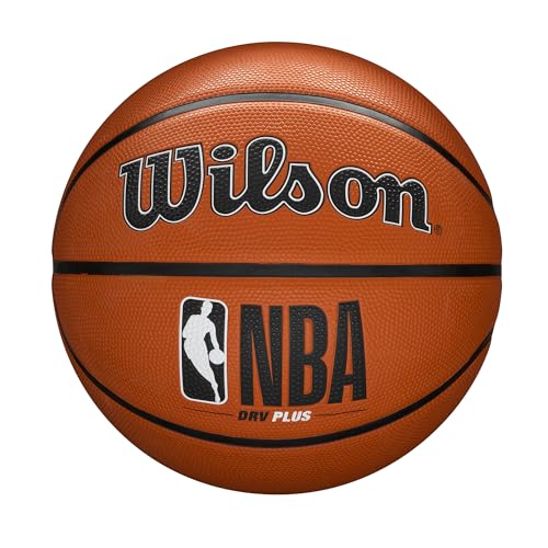 Wilson Ballon de Basket, NBA DRV PLUS, Pour Terrains extérieurs, caoutchouc, Taille : 7, Marron