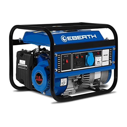EBERTH 1000 Watt Groupe electrogene Generateur electrique portable moteur à essence 3 CV, 4 temps, 1x 230V, 1x 12V, monophasé, démarrage par câble, voltmètre, jauge de carburant, compact, poids 21kg