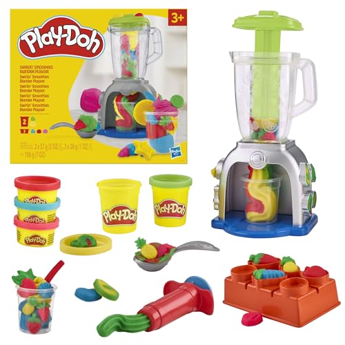Play-Doh Tourbillon de Smoothies, Coffret Créatif avec 20 Accessoires et 8 Pots de Pâte à Modeler, Jouet Créatif pour Les Filles et Garçons dès 3 Ans