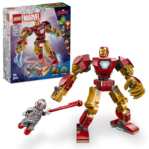 LEGO Marvel Le Robot d’Iron Man Contre Ultron - Jouet de Construction avec minifigurines de Super héros - Stimule Le Jeu de rôle - Idée de Cadeau d'anniversaire pour garçon dès 6 Ans 76307