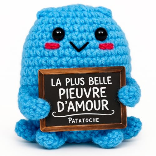 Patatoche Original | Pieuvre Positive Connectée en Français | Preuve Amour Originale & Amusante | Cadeau Couple, Anniversaire, Saint-Valentin Mariage | Déco Maison Romantique | Pensée Positive (Bleu)