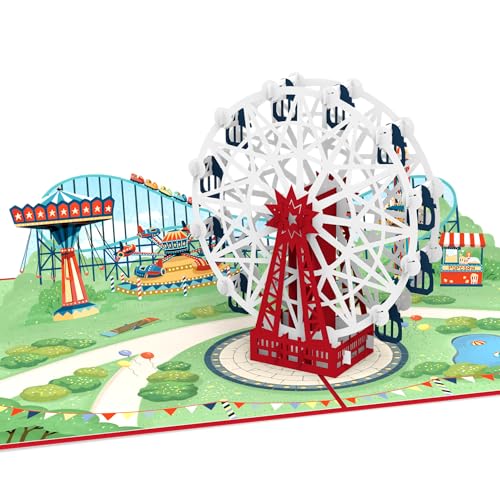 papercrush® Carte pop-up parc d'attractions avec grande roue – Carte d'anniversaire 3D pour enfants avec montagnes russes, bon de voyage pour Vienne (Prater de Vienne) – Cadeau en argent ou bon pour