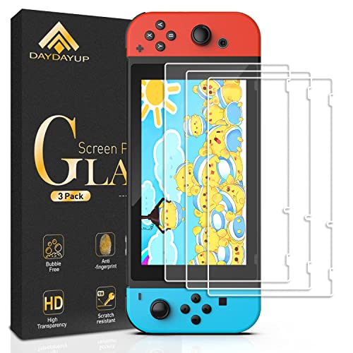 daydayup [3 Pièces Verre Trempé Protection d'écran Compatible avec Nintendo Switch - sans Bulles, HD, Anti-Fissures, Dureté 9H, Résistant aux Rayures, Facile à Installer pour Nintendo Switch