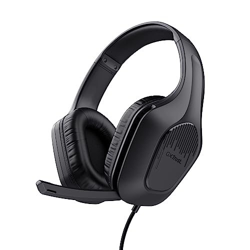 Trust Gaming GXT 415 Zirox Casque Gaming Léger avec Transducteurs 50 mm pour PC, Xbox, PS4, PS5, Switch, Mobile, Audio Jack 3.5 mm, Câble de 2 m, Casque Gamer Filaire Over-Ear avec Micro - Noir