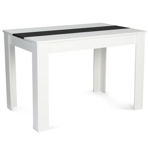 IDMarket - Table à Manger Rectangle ROZY 4 Personnes Blanche et Noire 110 cm