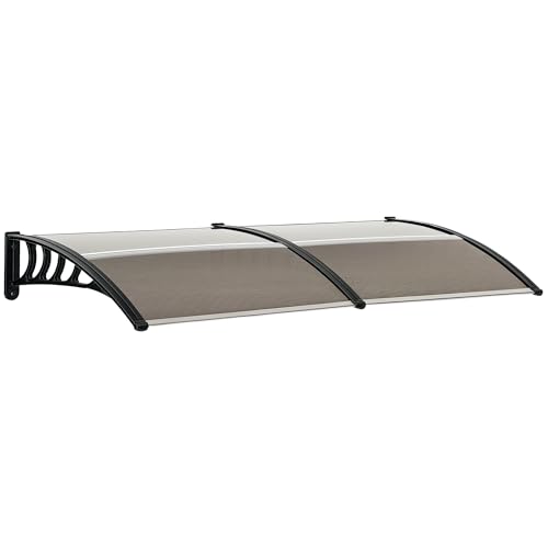 Outsunny Auvent de Porte Marquise en Polycarbonate auvent de Porte d'entrée Bord en Aluminium résistante Toit abri Contre la Pluie, la Neige et UV 200 x 96 x 27 cm Marron