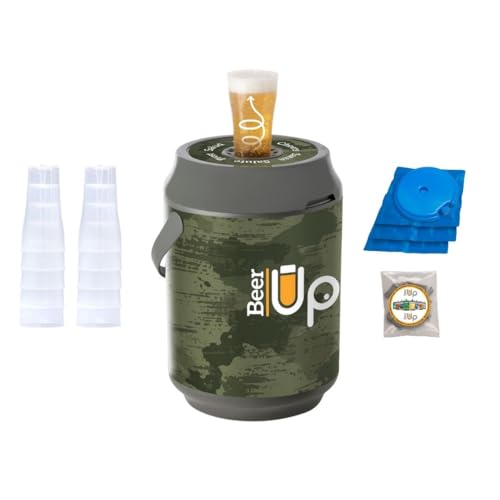 BEER UP décor Nature Tireuse à bières portative - 10 verres - fûts Beertender - 20h de froid sans électricité - remplissage par le fond des verres