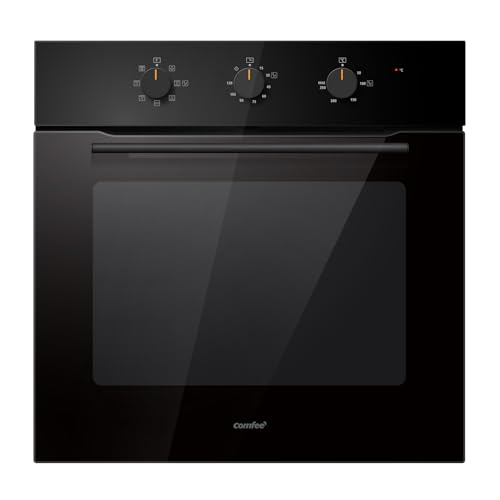Comfee' CBO60M80M1-BK Four encastrable de 60 cm, 60 litres, avec 8 fonctions, frire à air, la cuisson en plusieurs phases, la porte amovible, facile à nettoyer, netoyage à la vapeur, Noir