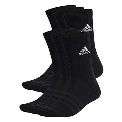 adidas Mixte Cushioned Sportswear Crew Socks 6 Pairs, Black / White, 6.5-8