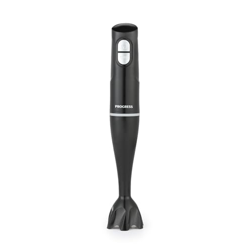 Progress Mixeur Plongeant & Batteur Électrique 200W, Fonction Turbo avec Lame Inox Détachable, Mixeur Bébé, Parfait pour Soupes/Sauces, Design Compact avec Fonctionnement 1 Bouton, Noir
