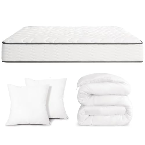 Luxirest Matelas 160x200,Ensemble Matelas et Couette et Oreiller,Matelas 2 Personnes 15cm Épaisseur(Pack Matelas 160x200cm)