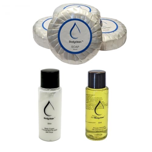 Lot 375 produits accueil hôtel Crème corps 30ml, Shampooing gel douche 30ml, Savon 30g Orange Amère