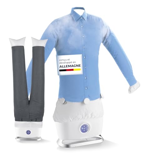 CLEANmaxx Repasseur automatique de chemises PRO STEAM + accessoire pour pantalons | Fonction vapeur, écran tactile | Pour chemises & chemisiers | Réduit les odeurs, désinfecte, lisse, rafraîchit