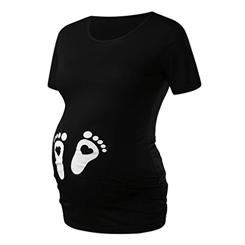 Robe Femme Enceinte Pantalons maternité Tee Shirt Coeur Femmes Graphique Hauts de maternité Imprimer Court bébé T-Shirt Dessin animé Pieds Cardigan Pull Noir pour Maternité Grande Taille avec Poches