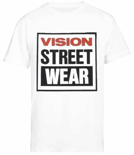 Jinbetee Vision Street Wear Retro Skateboard T-Shirt Blanc À Manches Courtes pour Hommes