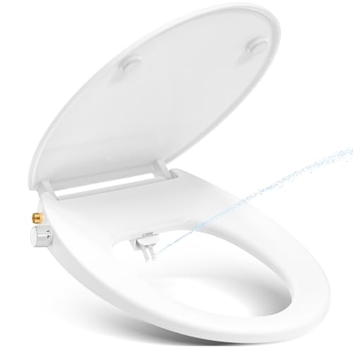 Abattant wc japonais, YEAUPE PRO Abattant WC Forme O avec frein de chute, non électrique avec double buses rétractables autonettoyantes,Kit Abattant japonais, Lunette de Toilette Universelle, Blanc