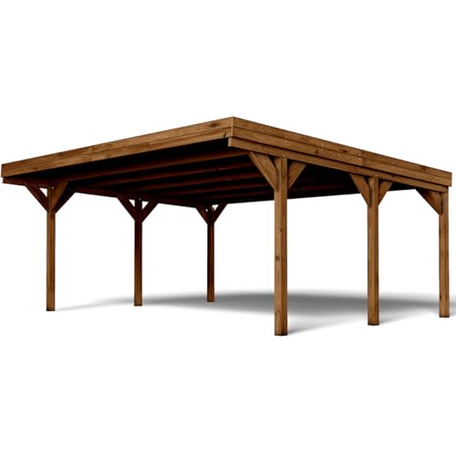 FOREST STYLE Carport 2 Voitures en Bois traité 29,2 m² - Victor 604x512x269 cm - Cerland