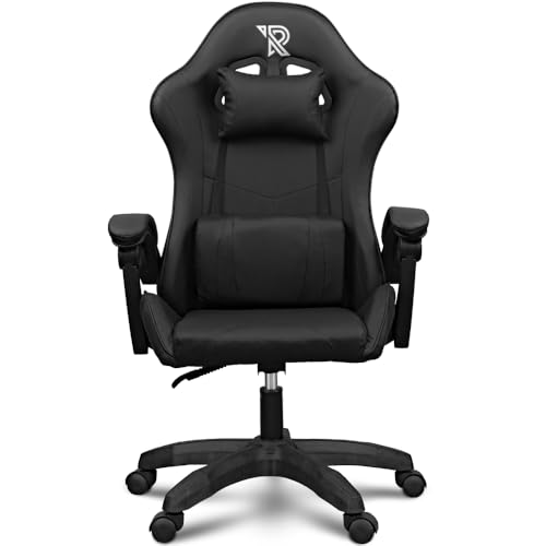 Ranqer Apollo Chaise Ergonomique Fauteuil Gamer ou Bureau de Haute qualité en Similicuir Noir avec Soutien de Dos et Nuque rembourré de Mousse