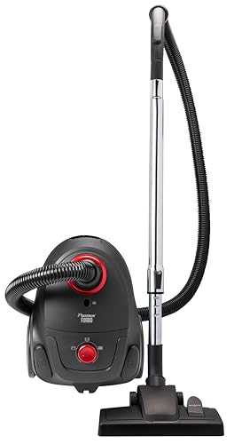 Bestron Aspirateur avec sac, aspirateur de sol avec 3 sacs à poussière, manche télescopique de 94cm et suceur de sol commutable, rayon d'action de 7.5m, filtre HEPA12 et microfiltre lavable,Rouge,Noir