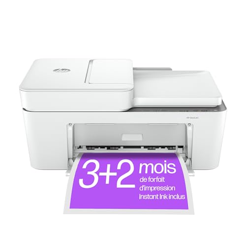 HP DeskJet 4220e Imprimante tout en un - Jet d'encre couleur – 3 mois d’Instant Ink inclus avec HP+ (Photocopie, Scan, Impression, Wifi, Chargeur automatique de documents)