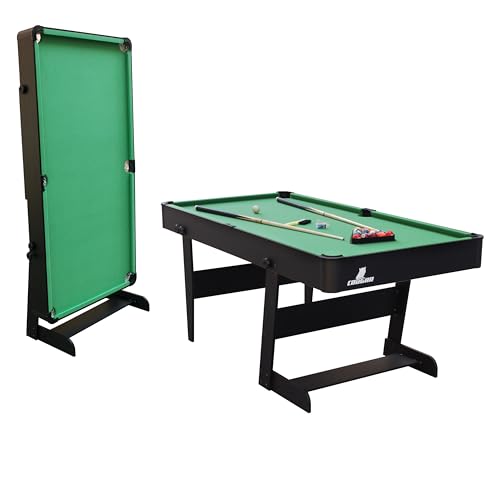 Cougar Hustle XL Billard Pliable intérieur avec Accessoires avec Chevilles de Billard pour Enfants et Adultes Noir 183 x 91 x 79 cm
