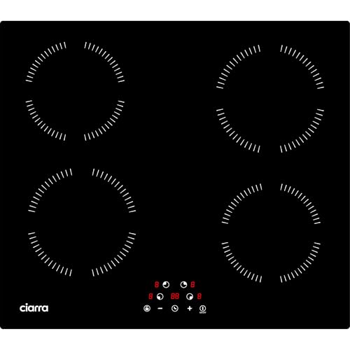 CIARRA Plaque Induction - Table de Cuisson Encastrable - 4 Foyers - Minuteur, 9 Niveaux de Puissance, Commande Tactile, AWBBIH4-A
