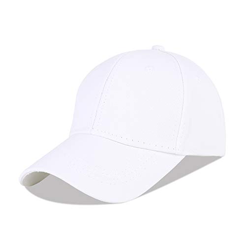 LANGZHEN Casquette de Baseball 100% Coton Hommes Classique réglable Casquette (Structure Blanche)