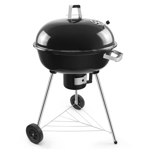 kisidus Barbecue Charbon Rond avec Couvercle et Roues BBQ Portable Barbecue Grill pour Jardin Camping Balcon - Grande taille