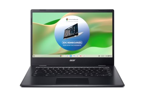 ACER Chromebook 314 CBOA314-1H-C8XY, Ordinateur Portable 14'' Full HD, PC Portable (Intel Celeron N4500, RAM 4Go, 128Go eMMC, Intel UHD Graphics, Chrome OS), Laptop Noir, Clavier AZERTY
