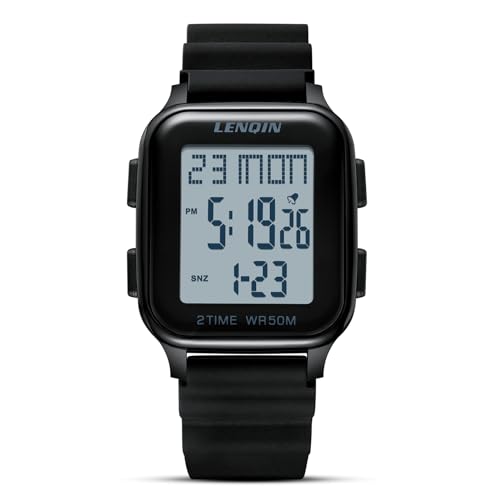 LN LENQIN Montre Homme Montres digitales pour Hommes Sport étanches 50M Chronomètre Montres de Poignet pour Hommes avec rétroéclairage LED/Timer/Alarm/Date