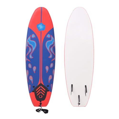 vidaXL Planche de Surf Planche de Flottabilité Coussin de Traction Débutants Adultes et Enfants 1 Laisse et 3 Ailettes Amovibles Bleu et Rouge 170 cm