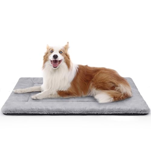 ZENGAOOU Panier Chien Lavable, 90x60 cm Tapis Chien Grande Taille, Matelas pour Chiens avec Base Antidérapante, Confortable et Respirant Dog Bed pour Grands Chiens, Chats, Lapins, Gris