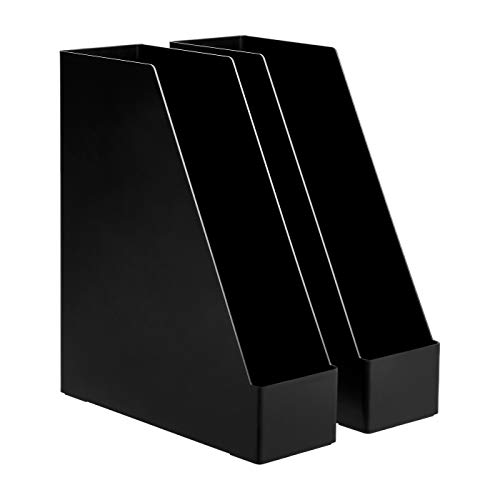 Amazon Basics Organiseur en plastique Lot de 2 range-revues Noir