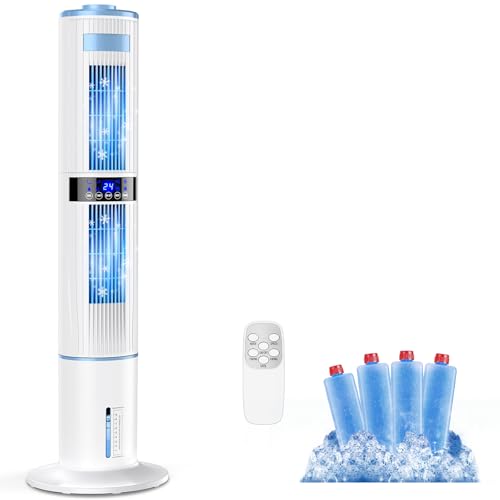 Lofrritp Climatiseur Mobile Silencieux Portable,Rafraîchisseur d'air 360°Oscillation,24H Minuteries,65W,3 Vitesses,4 Modes,avec Télécommande pour Chambre,Bureau,Cuisine