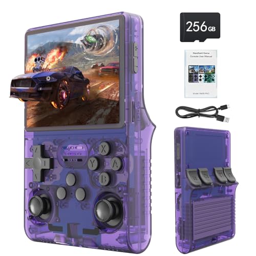 R40S Console de Jeu Portable, 30 000 Jeux rétro en 1 Console de Jeu avec système Linux Open Source, Carte TF 256 Go, écran IPS de 3.5" et Batterie 3 800 mAh (Pourpre)